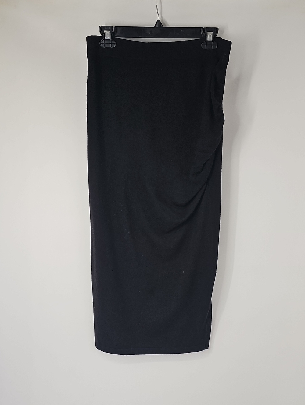 Express Black Knit Midi Maxi Pencil Skirt w Rusched Side Sz:L Office Siren Sexy